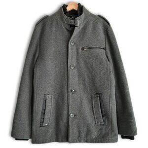 ESPRIT Wool Blend Jacket Coat Front Button & Zip-Up Closure Grey Men's XL
